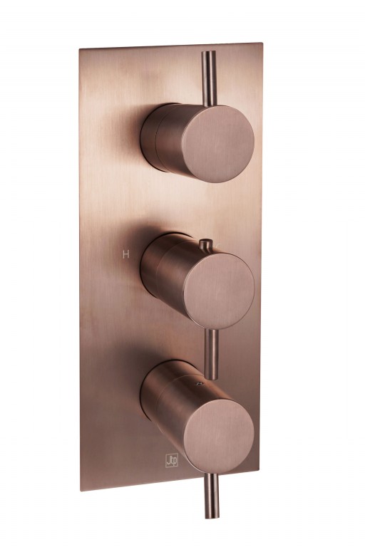 Vos 3 Outlet Thermostatic Concealed Valve, Vertical - Brushed Bronze