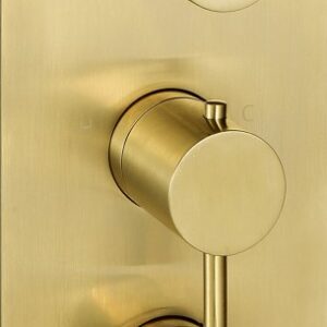 Vos 3 Outlet Thermostatic Concealed Valve, Vertical - Brushed Brass