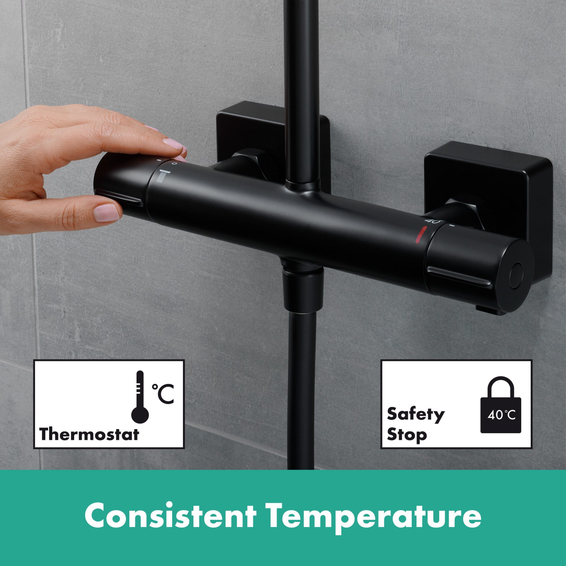 Vernis Shape Showerpipe 240 1jet with thermostat - matt black - Image 4
