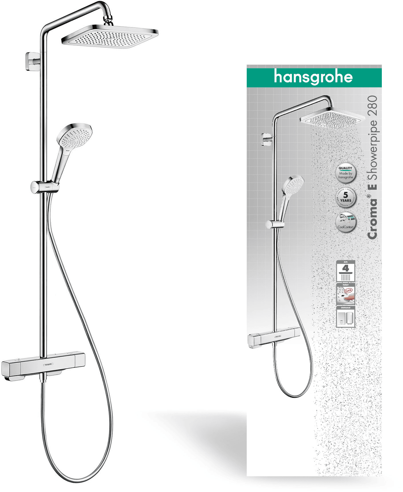 Hansgrohe Croma E Showerpipe 280 1jet with thermostat