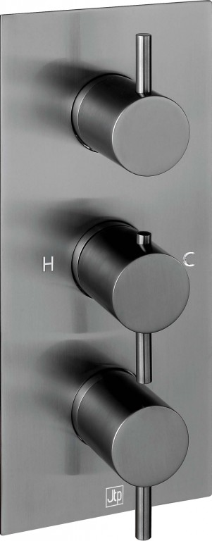 Vos 3 Outlet Thermostatic Concealed Valve, Vertical - Brushed Black
