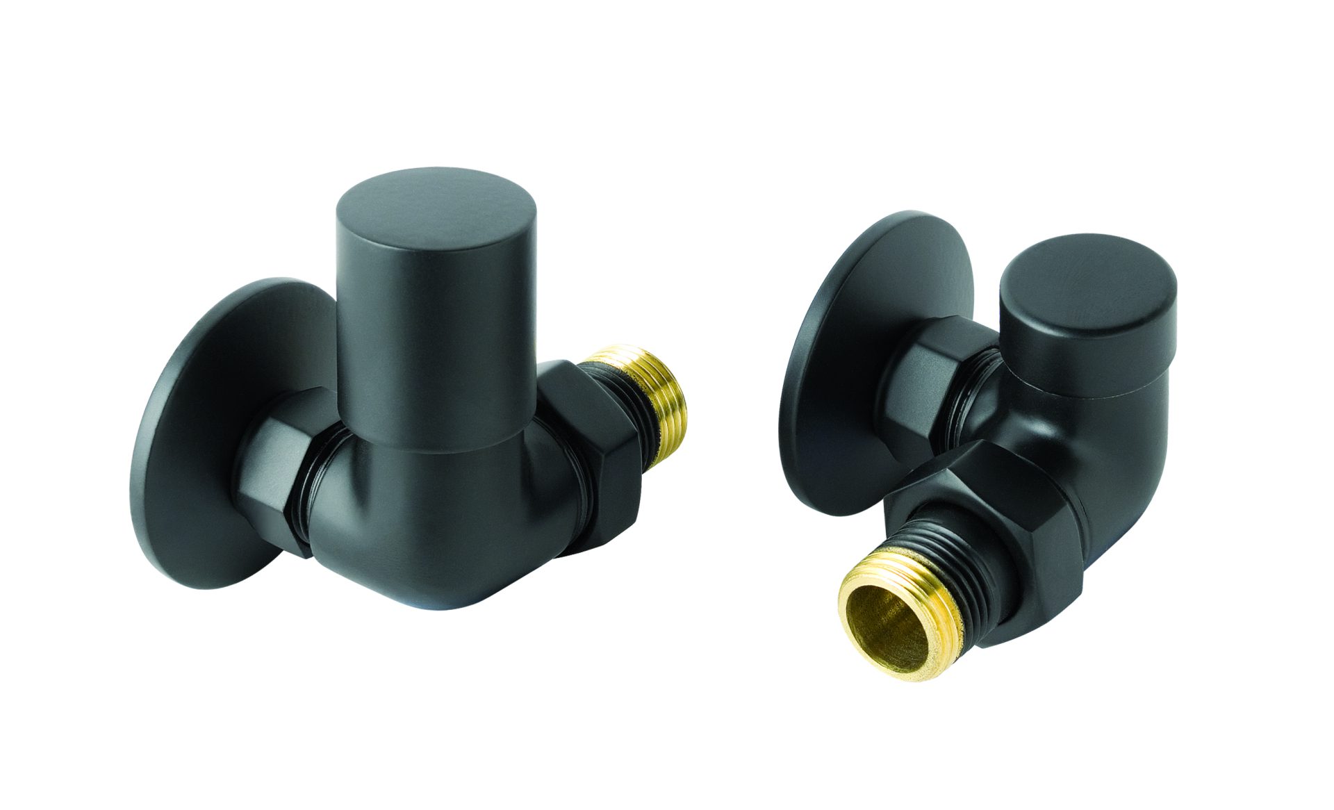 Vos Radiator Valve Corner Model Angled With Flange - Matt Black - Image 2