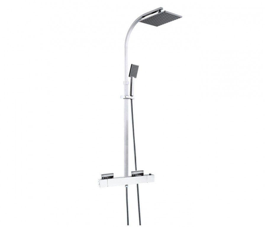 Athena Thermostatic Shower Mixer With Rigid Riser & Overhead Shower