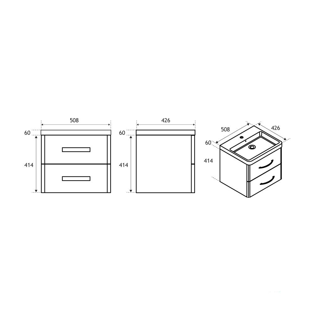 Cavone 50 Wall Hung Drawer Unit - Image 2