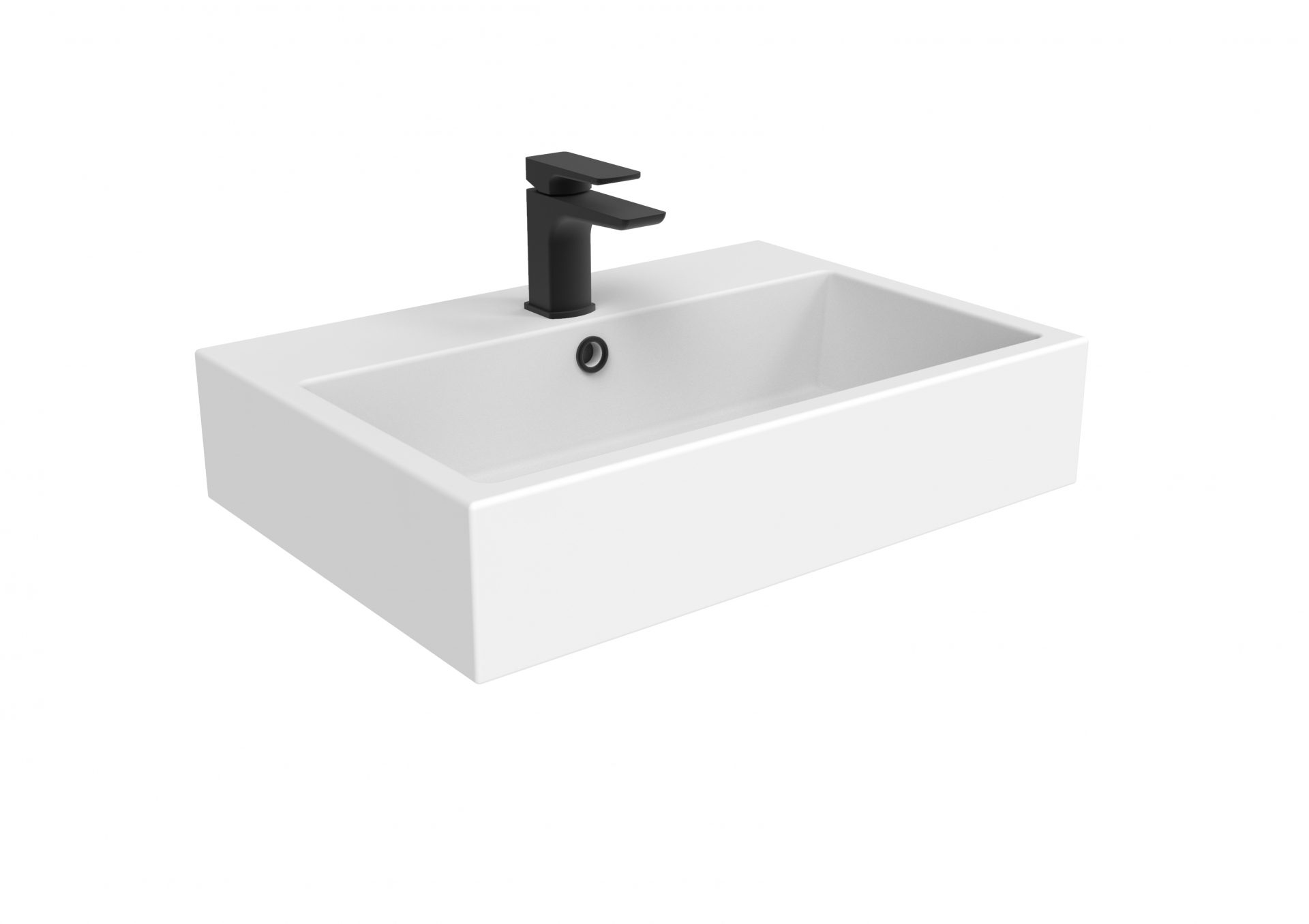 MATTEO 60x42cm washbasin 1TH - Gloss White - Image 3