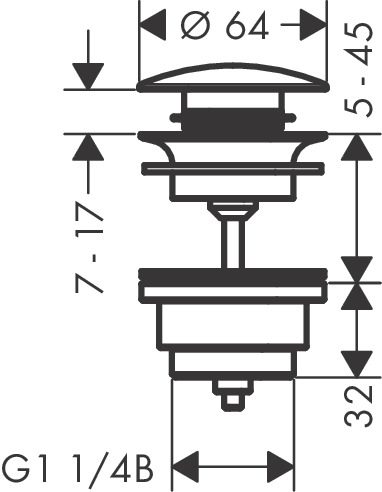 Waste set brass push-open for basin and bidet mixers - matt black - Image 2