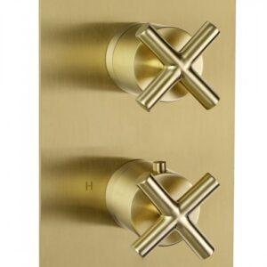 Solex Concealed Thermostatic 1 Outlet Vertical Valve - Brushed Brass