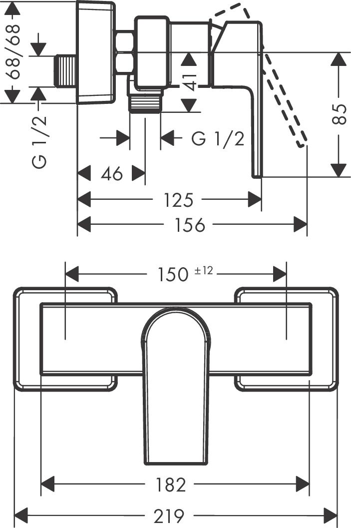 Hansgrohe Vernis Shape Single lever shower mixer for exposed installation - Image 5