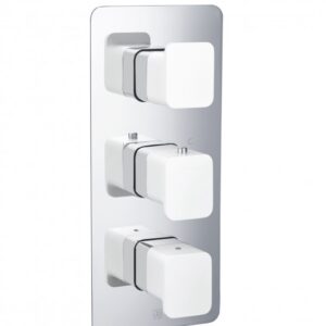 Axel Thermostatic Concealed 2 Outlet Shower Valve - Matt White Handle