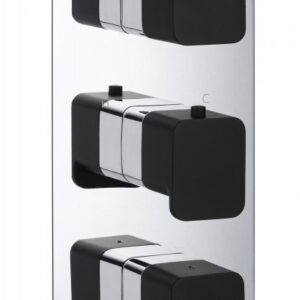 Axel Thermostatic Concealed 3 Outlet Shower Valve - Matt Black Handle