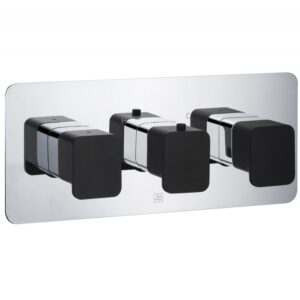 Axel Thermostatic Concealed 2 Outlet Shower Valve - Matt Black Handle