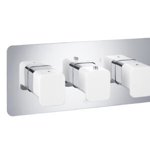 Axel Thermostatic Concealed 3 Outlet Shower Valve - Matt White Handle