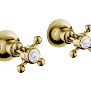 Grosvenor Cross Concealed Wall Valves - Antique Brass