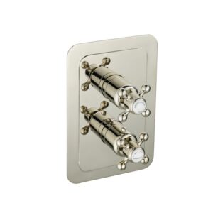 Grosvenor Cross Concealed Thermostatic 2 Outlet Valve, Vertical