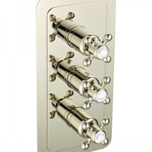 Grosvenor Cross Thermostatic Concealed 3 Outlet Shower Valve, Vertical