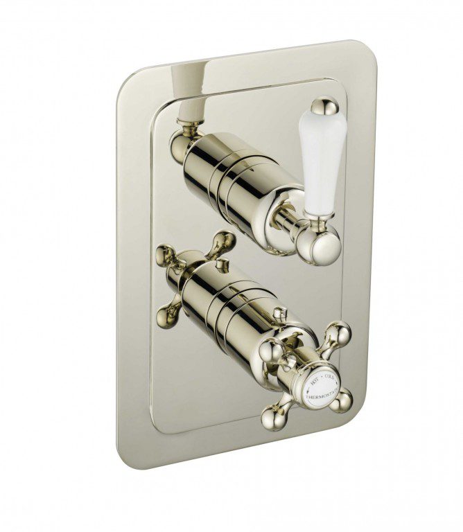 Grosvenor Lever Thermostatic Concealed 2 Outlet Shower Valve, Vertical