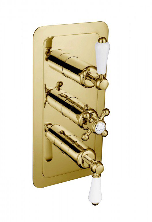 Grosvenor Lever Conealed Thermostatic 2 Outlet Valve Vertical