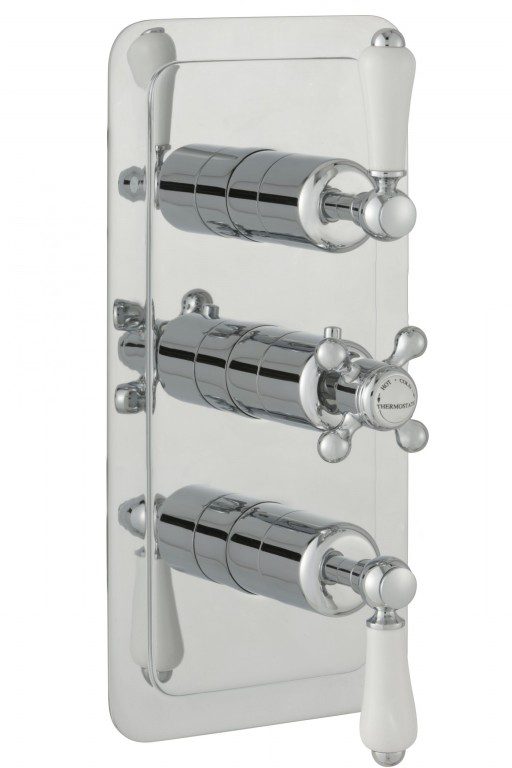 Grosvenor Lever Concealed Thermostatic 3 Outlet Valve Vertical