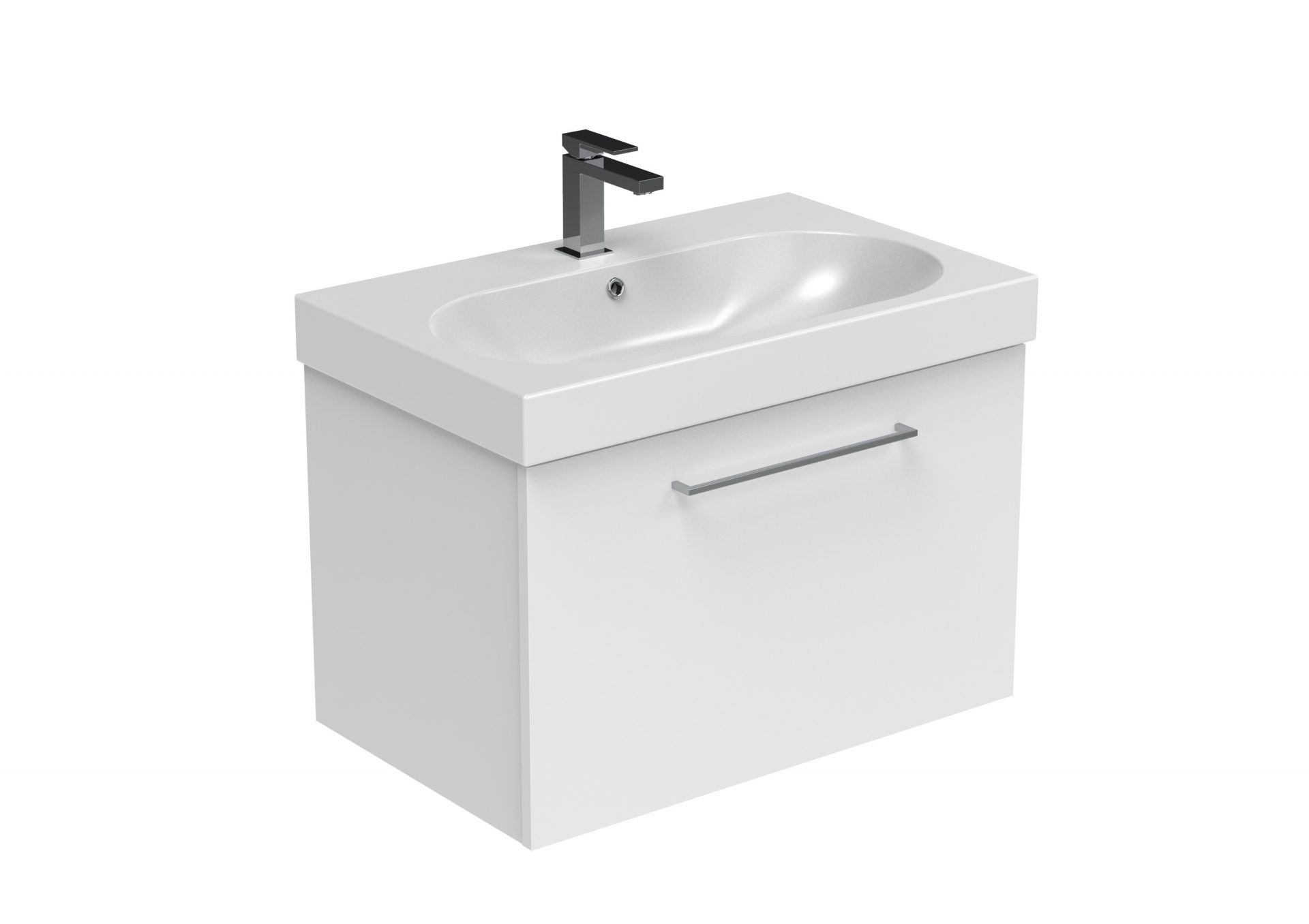 AUSTEN 72cm 1 drawer wall mounted unit - Gloss White