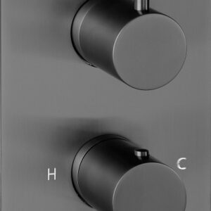 Vos One Outlet Thermostatic Concealed Valve With Designer Handle - Brushed Black