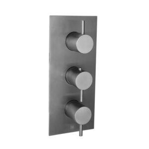 Vos 3 Outlet Thermostatic Concealed Valve, Vertical With Designer Handle - Brushed Black