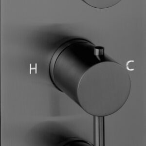 Vos 2 Outlet Thermostatic Concealed Valve, Vertical With Designer Handle - Brushed Black