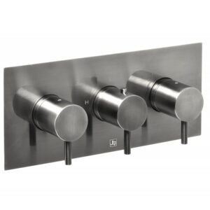 Vos 3 Outlet Thermostatic Concealed Valve, Horizontal With Designer Handle - Brushed Black