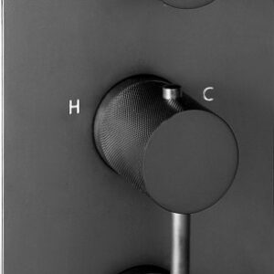 Vos 2 Outlet Thermostatic Concealed Valve, Vertical With Designer Handle - Matt Black