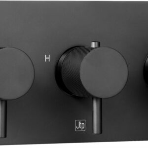 Vos 3 Outlet Thermostatic Concealed Valve, Horizontal With Designer Handle - Matt Black