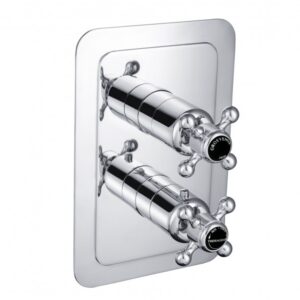 Grosvenor Cross Concealed Thermostatic 2 Outlet Valve, Vertical