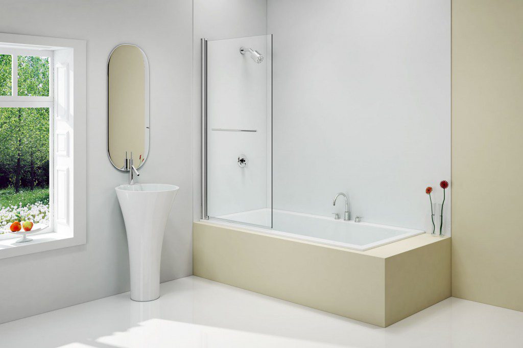 Single Square Bathscreen with Towel Rail 800 x 1500