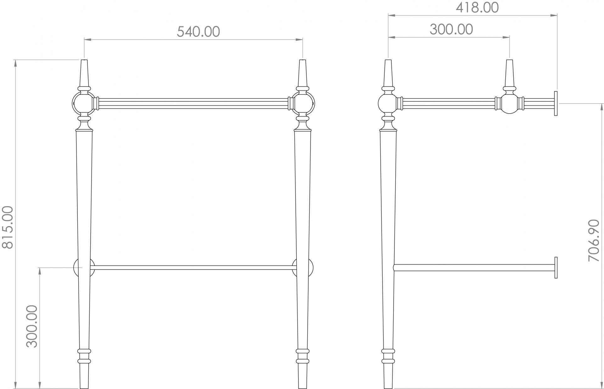 SOFIA 60cm floor standing washstand - Chrome - Image 2